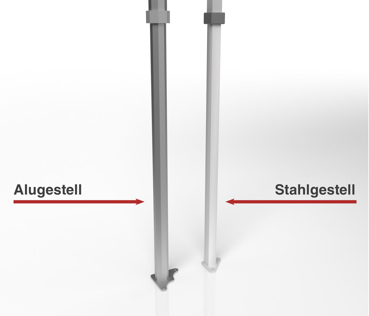 EZ-UP Faltzelt Gestellvergleich | Alugestell und Stahlgestell